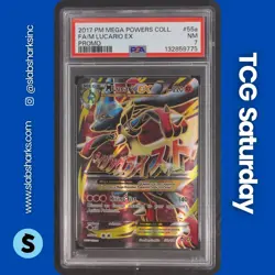 2017 POKEMON XY FURIOUS FISTS MEGA POWERS COLL PROMO #55A/111 M LUCARIO EX PSA 7 - Image 1