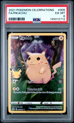 2021 POKEMON CELEBRATIONS #005 FULL ART/PIKACHU PSA 6 - Image 1