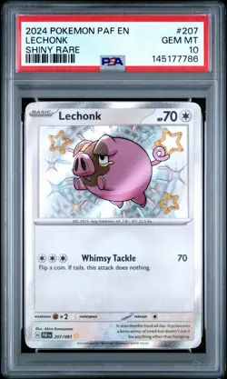 2024 POKEMON PAF EN-PALDEAN FATES SHINY RARE #207 LECHONK PSA 10 - Image 1