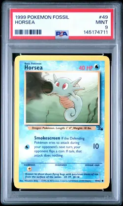 1999 POKEMON FOSSIL #49 HORSEA PSA 9 - Image 1