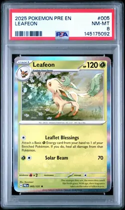 2025 POKEMON PRE EN-PRISMATIC EVOLUTIONS #005 LEAFEON PSA 8 - Image 1