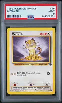 1999 POKEMON JUNGLE #56 MEOWTH PSA 9 - Image 1