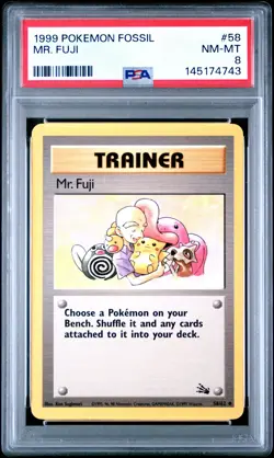 1999 POKEMON FOSSIL #58 MR. FUJI PSA 8 - Image 1