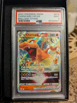 PSA 9 Charizard Vstar 018/172 Brilliant Stars Ultra Rare Pokemon 2022 - Image 1