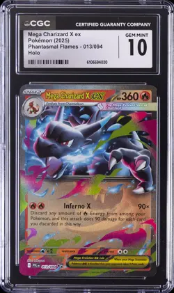 2025 POKEMON PHANTASMAL FLAMES #013 MEGA CHARIZARD X EX CGC 10 GEM MINT - Image 1