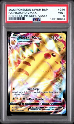 2023 POKEMON SWSHPROMO CROWN ZENITH COLLECTIONS #286 FULL ART/PIKACHU VMAX PSA 9 - Image 1