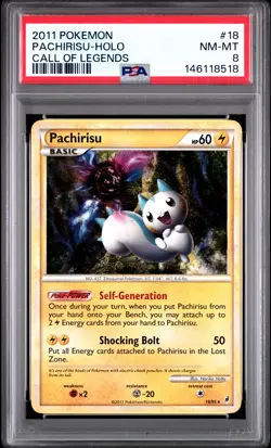 2011 POKEMON CALL OF LEGENDS #18 PACHIRISU-HOLO PSA 8 - Image 1