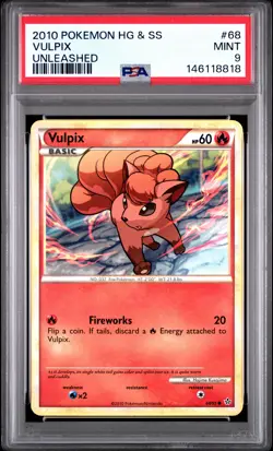 2010 POKEMON HEARTGOLD & SOULSILVER UNLEASHED #68 VULPIX PSA 9 - Image 1