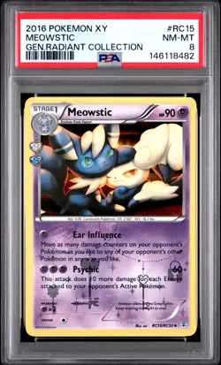 2016 POKEMON XY GENERATIONS RADIANT COLLECTION #RC15 MEOWSTIC PSA 8 - Image 1