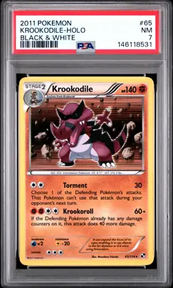 2011 POKEMON BLACK & WHITE #65 KROOKODILE-HOLO PSA 7 - Image 1