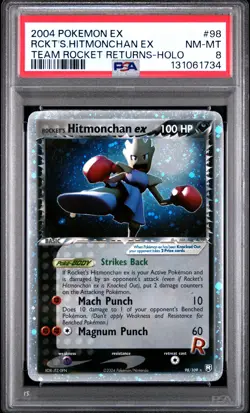 2004 POKEMON EX TEAM ROCKET RETURNS #98 ROCKET'S HITMONCHAN EX-HOLO PSA 8 - Image 1