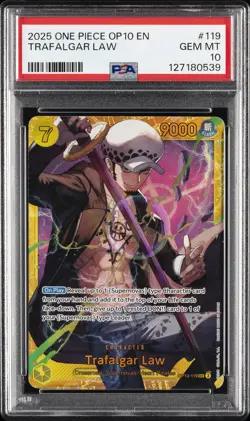 2025 ONE PIECE OP10-ROYAL BLOOD #119 TRAFALGAR LAW PSA 10 - Image 1
