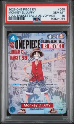 2026 ONE PIECE PROMOS COLLEGE BASKETBALL : US VOYAGE MONKEY D. LUFFY PSA 10 - Image 1