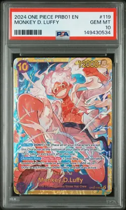 2024 ONE PIECE PRB01-PREMIUM BOOSTER #119 MONKEY D. LUFFY PSA 10 - Image 1