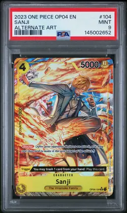 2023 ONE PIECE OP04-KINGDOMS OF INTRIGUE ALTERNATE ART #104 SANJI PSA 9 - Image 1