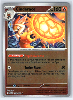 Cinderace [Reverse Holo] 028/132 Mega Evolution NM or LP Pokemon Card - Image 1