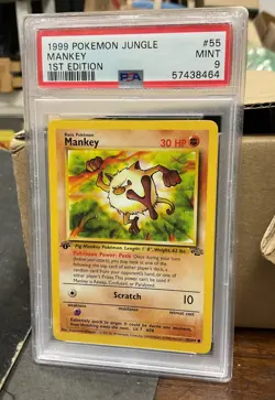 1999 POKEMON JUNGLE MANKEY 1ST EDITION #55 PSA 9 MINT Card Vintage WOTC Monkey - Image 1