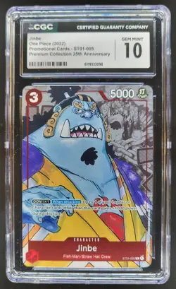2022 One Piece Premium Card Collection 25th Anniversary Jinbe Promos CGC 10 A PT - Image 1