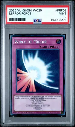 2025 YU-GI-OH FRENCH WORLD CHAMPIONSHIP 2025 ATTENDANCE CARDS MIRROR FORCE PSA 9 - Image 1