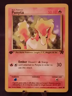 Pokemon Card Team Rocket 1st Edition Regular Finish Ponyta 64/82 VLP-NM - Image 1