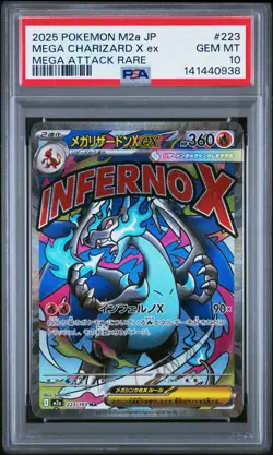 2025 POKEMON JAPANESE MEGA DREAM EX ATTACK RARE #223 MEGA CHARIZARD X EX PSA 10 - Image 1