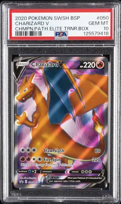 2020 POKEMON SWSH PROMO CHAMPION'S PATH ETB #050 CHARIZARD V PSA 10 - Image 1