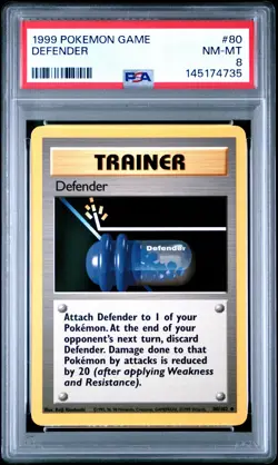 1999 POKEMON BASE SET UNLIMITED #80 DEFENDER PSA 8 - Image 1