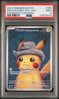 2023 POKEMON SVP EN-SV BLACK STAR PROMO #085 PIKACHU WITH GREY FELT HAT PSA 9 - Image 1
