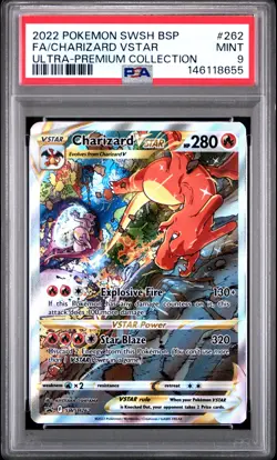 2022 POKEMON SWSH BLACK STAR PROMO #262 FULL ART/CHARIZARD VSTAR PSA 9 - Image 1