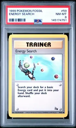 1999 POKEMON FOSSIL #59 ENERGY SEARCH PSA 8 - Image 1