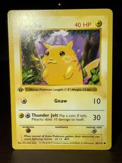 Pokemon Pikachu Base Set 1st Edition Shadowless #58 Yellow Cheeks - Image 1