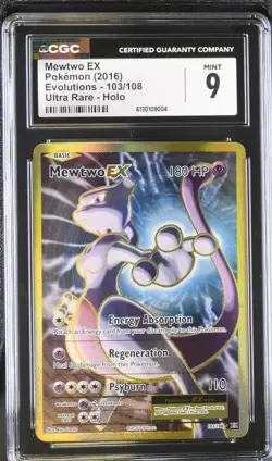 Pokemon Mewtwo EX XY Evolutions Full Art #103 CGC 9 Mint - Image 1