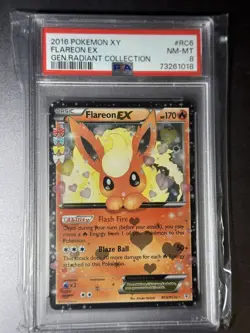 2016 POKEMON XY GENERATIONS RADIANT COLLECTION #RC6 FLAREON EX PSA 8 - Image 1