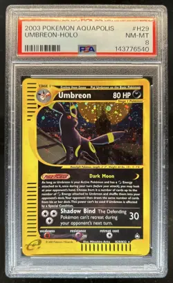 2003 Pokemon Aquapolis Umbreon Holo #H29/H32 PSA 8 - Image 1
