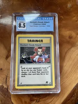 Pokemon Team Rocket Unlimited 72/82 Rockets Sneak Attack CGC 8.5 Non-holo - Image 1