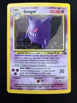 Pokemon Gengar 5/62 Fossil Holo Rare 1999 80 HP English Unlimited - Image 1