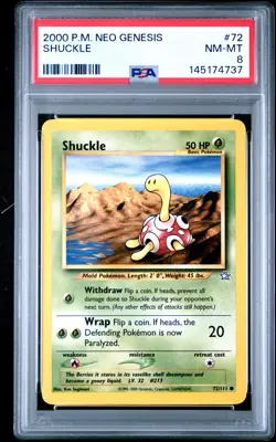 2000 POKEMON NEO GENESIS #72 SHUCKLE PSA 8 - Image 1