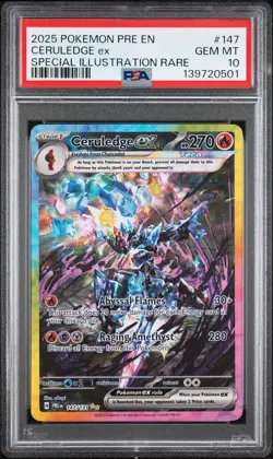 2025 POKEMON PRISMATIC EVOLUTIONS SPECIAL ILLUSTRATION RARE CERULEDGE EX PSA 10 - Image 1