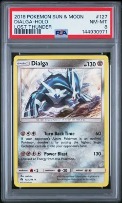 2018 POKEMON SUN & MOON LOST THUNDER #127 DIALGA-HOLO PSA 8 - Image 1