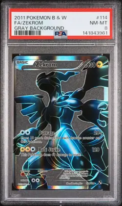 2011 POKEMON BLACK & WHITE GRAY BACKGROUND #114 FULL ART/ZEKROM PSA 8 - Image 1