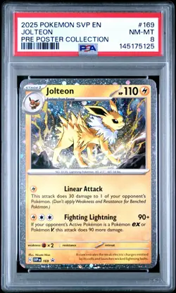 2025 POKEMON SVP PROMO PRISMATIC EVOLUTIONS POSTER COLLECTION #169 JOLTEON PSA 8 - Image 1