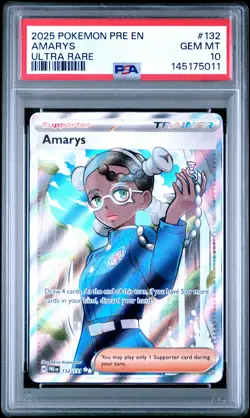 2025 POKEMON PRE EN-PRISMATIC EVOLUTIONS ULTRA RARE #132 AMARYS PSA 10 - Image 1