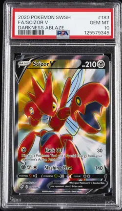 2020 POKEMON SWORD & SHIELD DARKNESS ABLAZE #183 FULL ART/SCIZOR V PSA 10 - Image 1