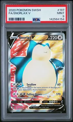 2020 POKEMON SWORD & SHIELD #197 FULL ART/SNORLAX V PSA 9 - Image 1