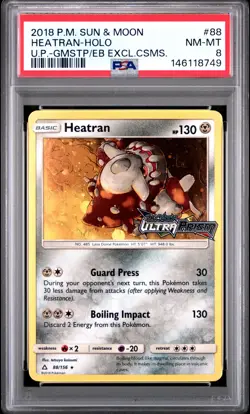 2018 POKEMON SUN & MOON ULTRA PRISM #88 HEATRAN PSA 8 - Image 1