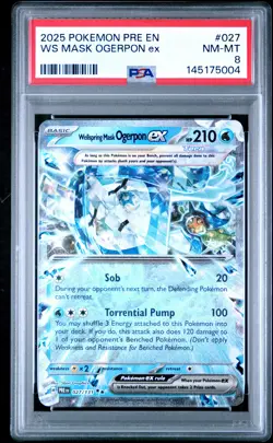 2025 POKEMON PRE EN-PRISMATIC EVOLUTIONS #027 WELLSPRING MASK OGERPON EX PSA 8 - Image 1