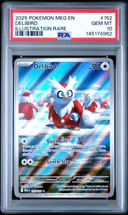 2025 POKEMON MEG EN-MEGA EVOLUTION ILLUSTRATION RARE #152 DELIBIRD PSA 10 - Image 1