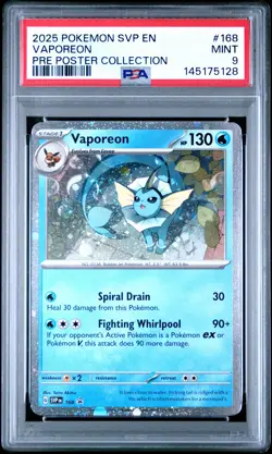 2025 POKEMON SVP PROMO PRISMATIC EVOLUTIONS POSTER COLLECTION VAPOREON PSA 9 - Image 1