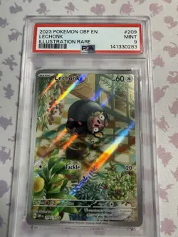 Pokemon TCG Lechonk 209/197 Sv03: Obsidian Flames Holo Illustration Rare PSA 9 - Image 1