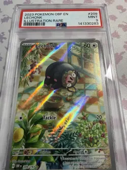 Pokemon TCG Lechonk 209/197 Sv03: Obsidian Flames Holo Illustration Rare PSA 9 - Image 2
